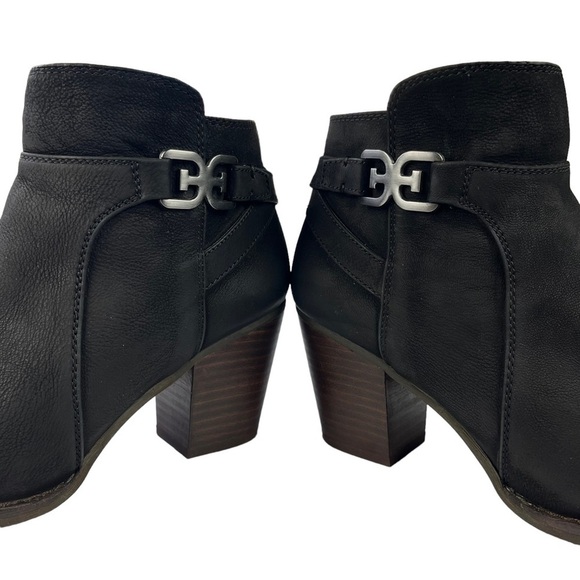 Sam Edelman Morgan Black Nubuck Leather Ankle Boots Stacked Block Heel Size 9.5‎ - Picture 8 of 14